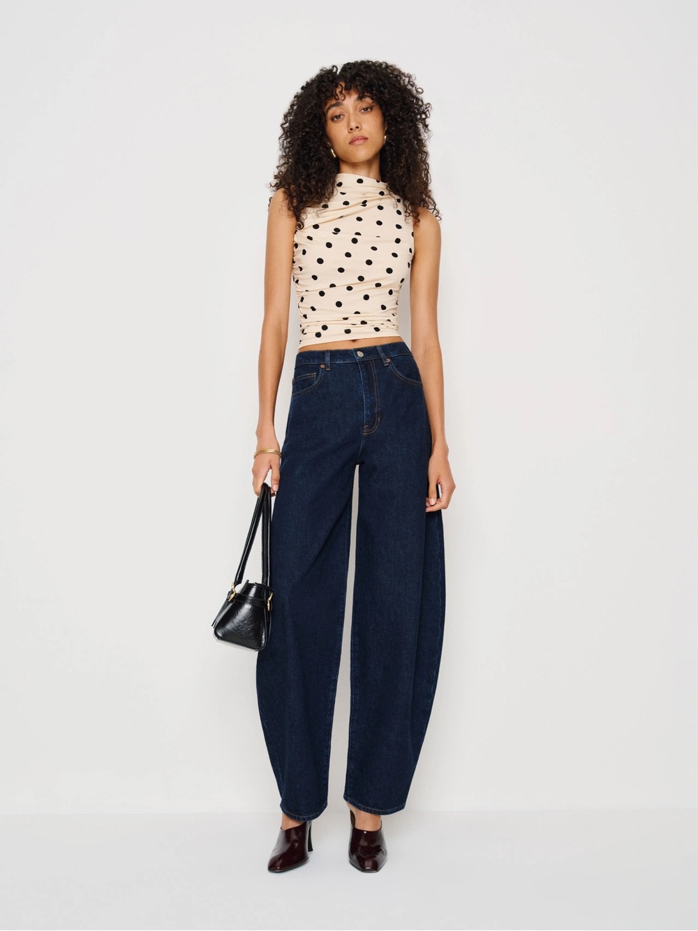Reformation Cream Polka Dot Marlo Knit Top - Picture 3 of 6